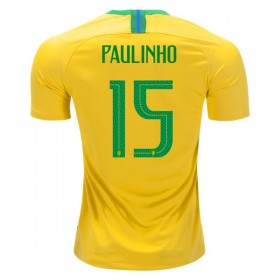 Camisolas de Futebol Brasil Paulinho 15 Equipamento Principal Copa do Mundo 2018 Manga Curta